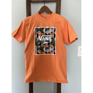 Vans Classic Fit Graphic T-Shirt Skateboard Logo Orange Tee Medium